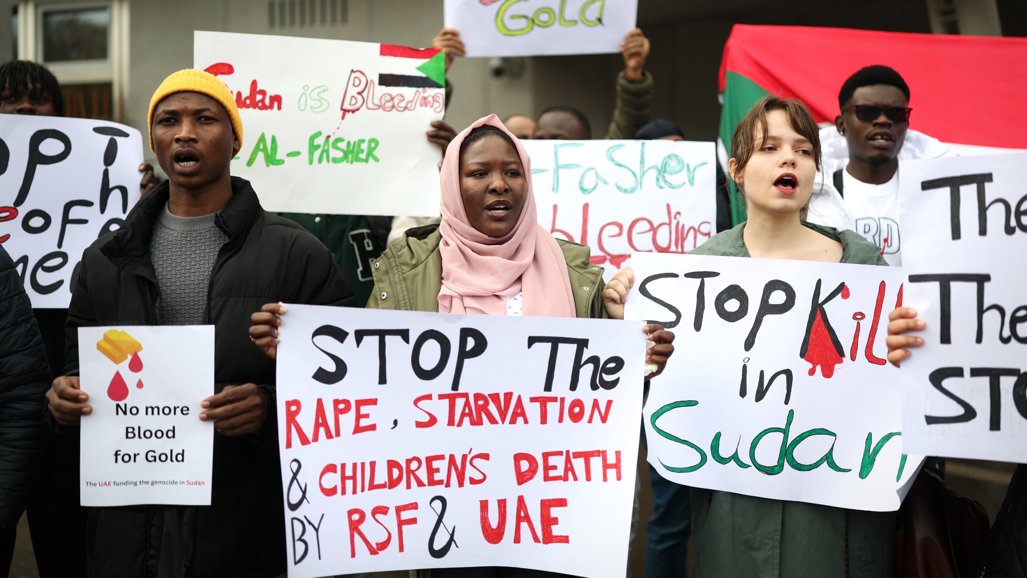 Protesters gather outside the Scottish Parliament in solidarity with Sudan 