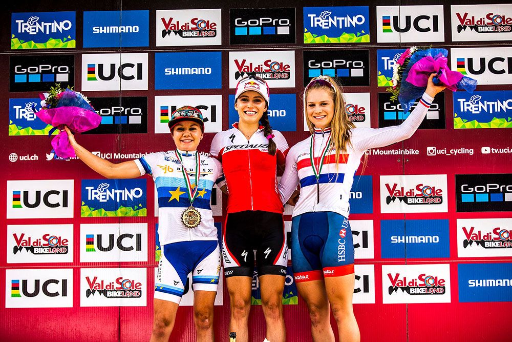 U23 women's podium: Sina Frei, Kate Courtney, Evie Richards