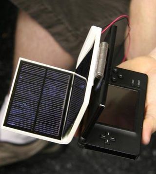 Ironically, the Soldius 1 solar power charger was approximately the same size at the DS and even folded just like the handheld gaming device.