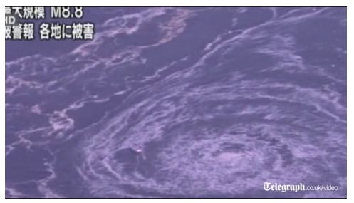 Whirlpool created by the earthquake off the coast of Japan, March 11, 2011.