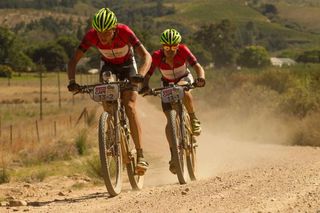 Charles Keey and Darren Lill of Team Cannondale Blend retain the African Leader Jerseys and have fourth position after stage 2 of the 2013 Cape Epic