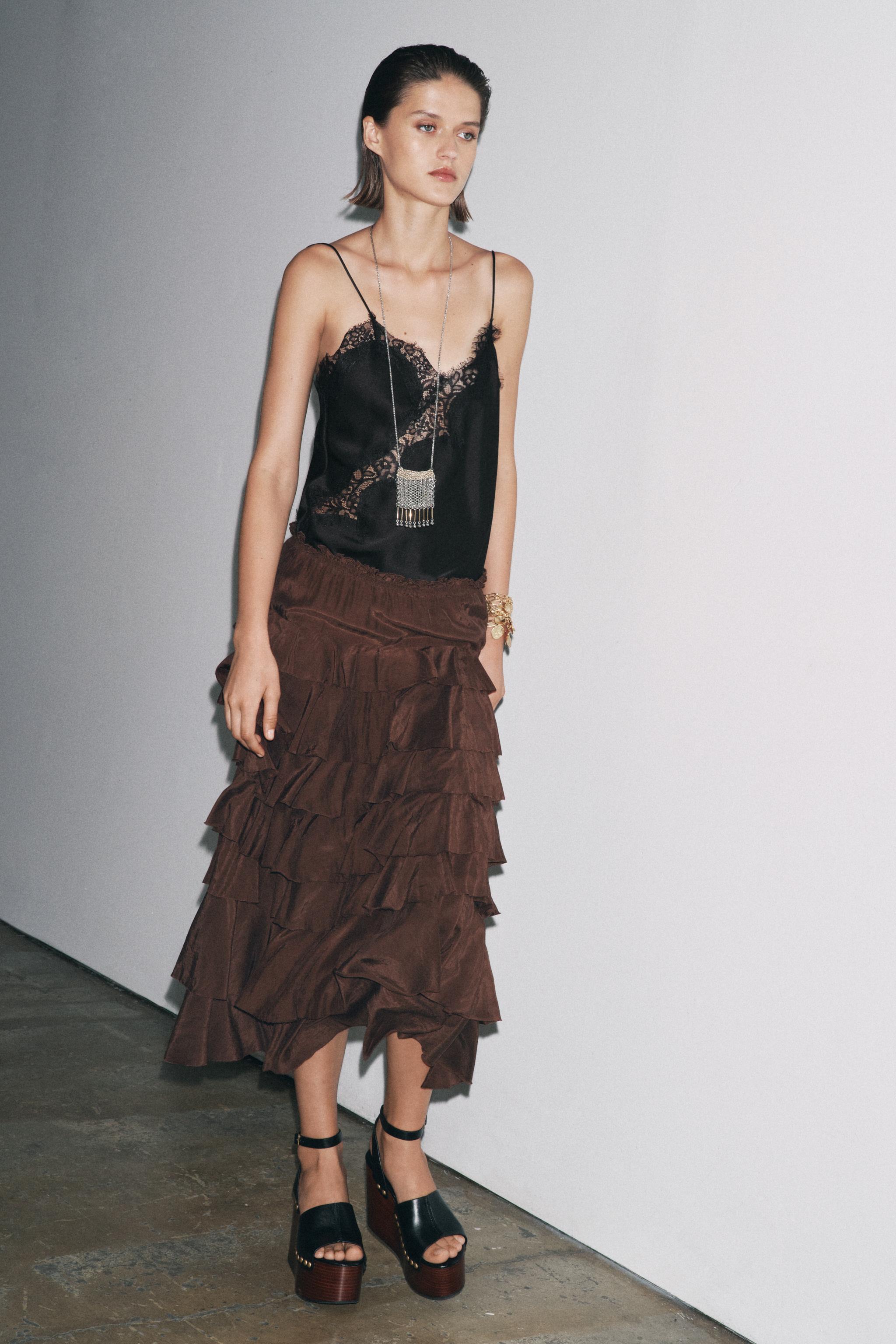 Zw Collection Ruffled Midi Skirt