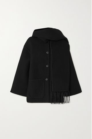 + Net Sustain Draped Fringed Wool-Blend Jacket