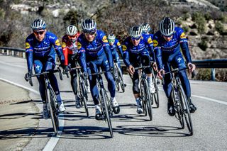 Deceuninck-QuickStep train in the sun