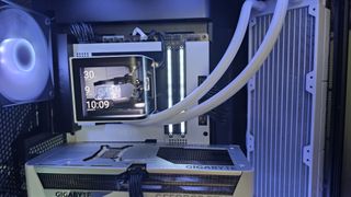 Tryx Panorama 360 liquid cooler installed on a test bench.
