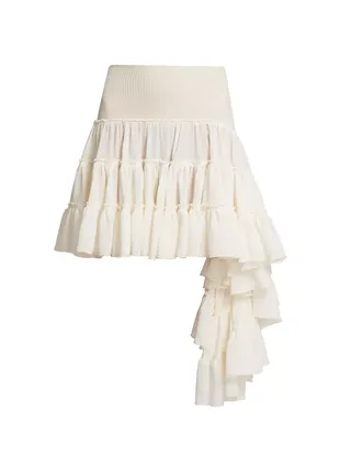 Silk-Blend Ruffled Tulle Miniskirt