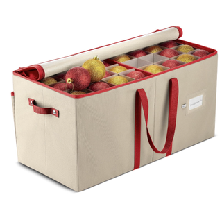 Extra large ornament storage container with handles.
