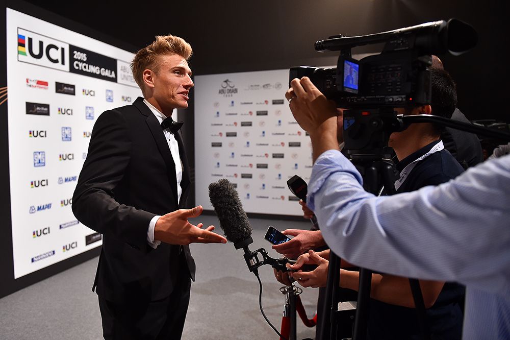 Marcel Kittel meets the press at the UCI Cycling Gala in Abu Dhabi.