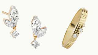 Jewellery, Earrings, Diamond, Fashion accessory, Body jewelry, Ear, Platinum, Ring, Gemstone, Engagement ring,