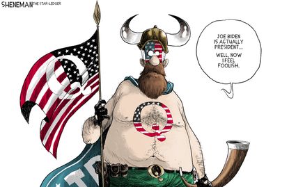 Political Cartoon U.S. qanon trump