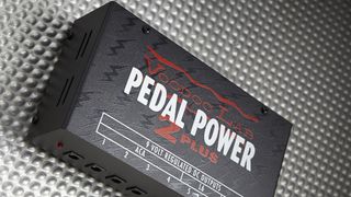 Voodoo Labs Pedal Power supply on a metallic surface