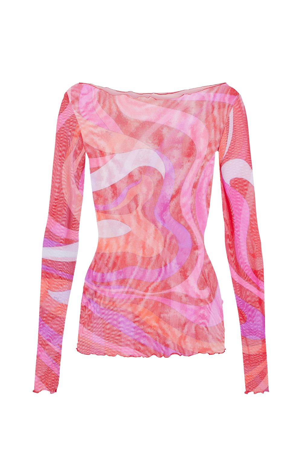 pucci printed sheer mesh top