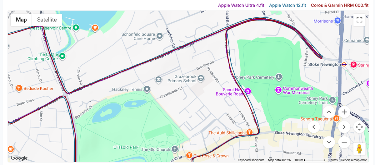 GPS Tracks Apple Watch vs