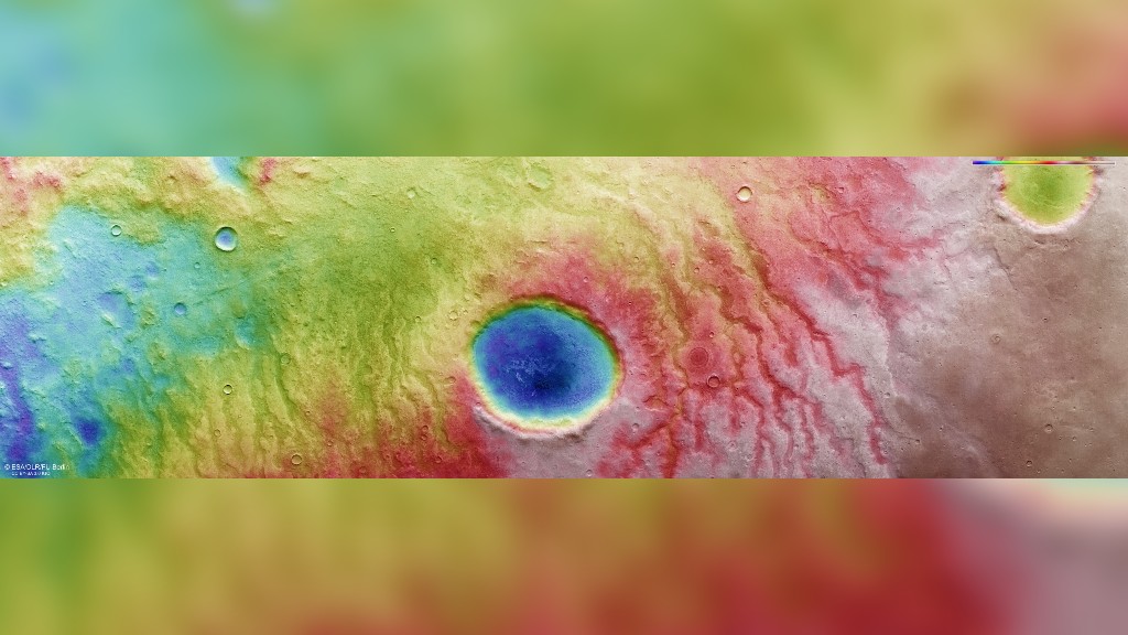 Color-coded topraphic image of Aonia Terra
