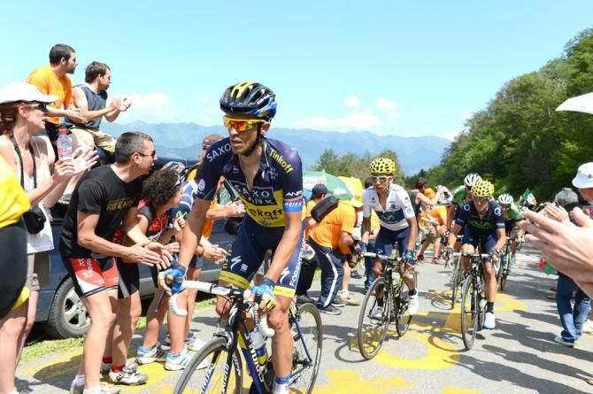 Alberto Contador (Saxo-Tinkoff) in action during stage 9
