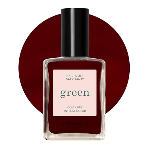 Manucurist - Green Dark Pansy Nail Polish - Dark Cherry Burgundy - 9-Free, Vegan and Plant-Based - Made in France - 0.5 Fl Oz