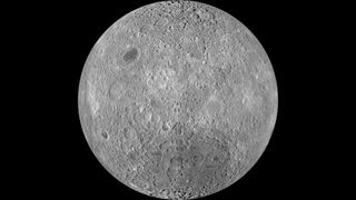 the grey, cratered surface of the moon