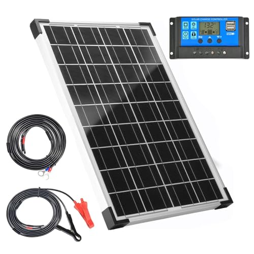 30w Solar Panel 12v Battery Chager + 10a Pwm Charge Controller + Extension Cables&amp;hellip;