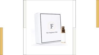 The Fragrance Club white box with a perfume atomizer next to it