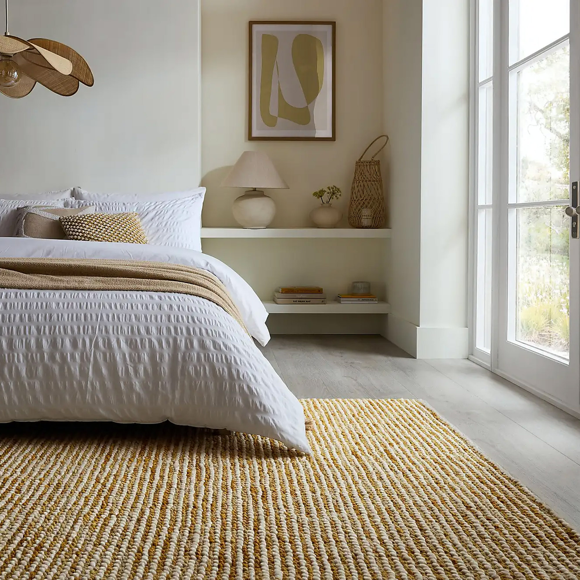 Dunelm Nico Wool Woven Stripe Rug