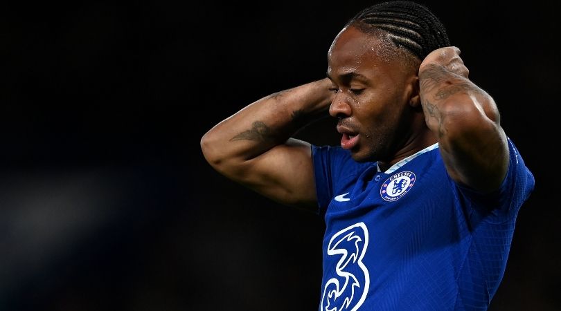 Raheem Sterling looks dejected during Chelsea&#039;s Premier League defeat to Brentford in April 2023.