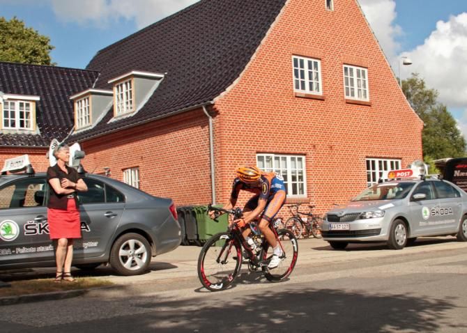 Nikola Aistrup (Concordia Forsikring-Riwal) launched a solo attack on the closing laps in Varde