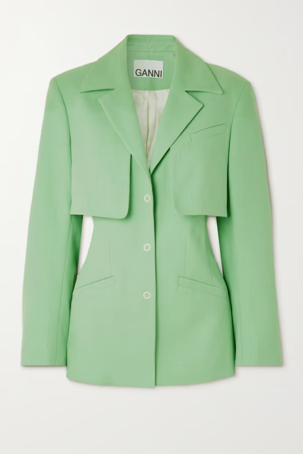 Ganni Layered organic cotton-voile blazer