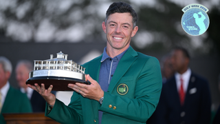  Rory McIlroy of Northern Ireland holds the trophy after the final round of Masters Tournament at Augusta National Golf Club on April 13, 2025 in Augusta, Georgia. 