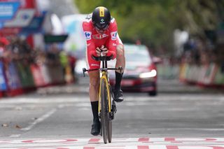 Team JumboVismas US rider Sepp Kuss competes in the stage 10 of the 2023 La Vuelta cycling tour of Spain a 258 km individual time trial in Valladolid on September 5 2023 Photo by CESAR MANSO AFP Photo by CESAR MANSOAFP via Getty Images