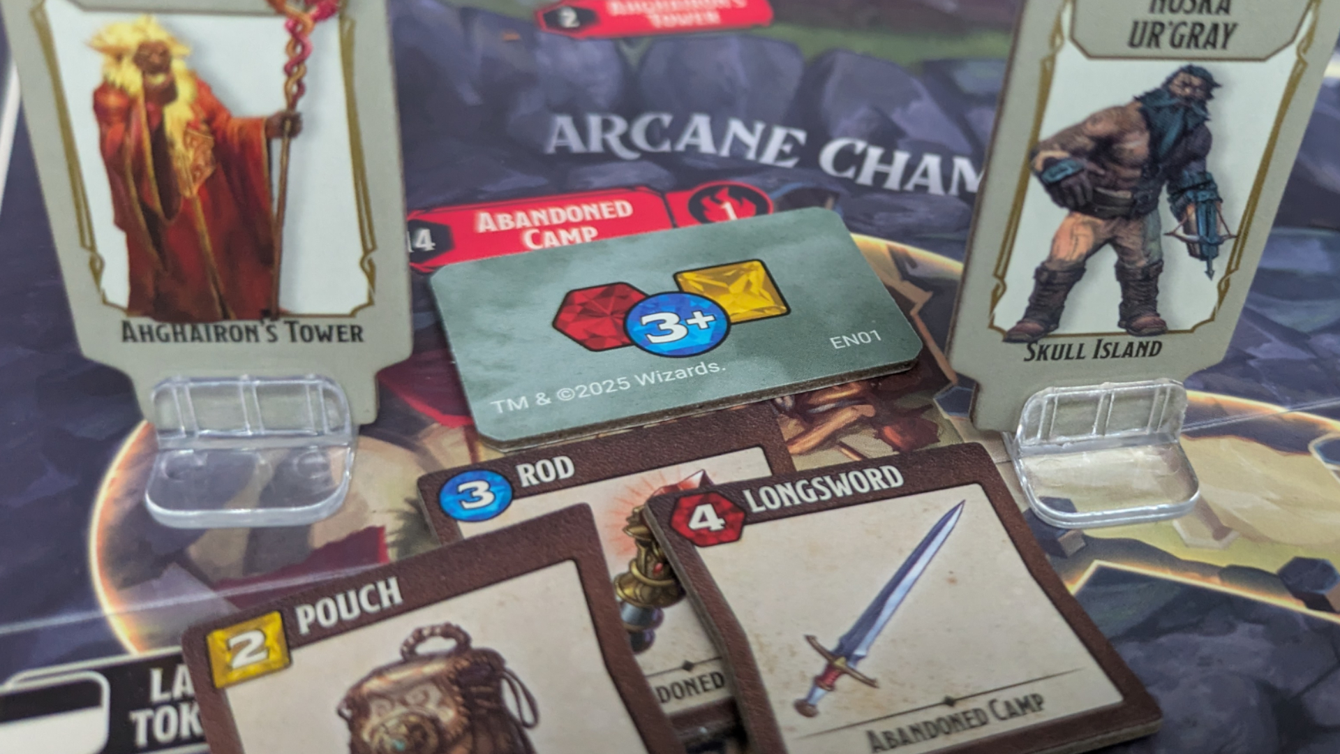 Horrified: Dungeons &amp;amp; Dragons civilian components and item tokens laid out on the board