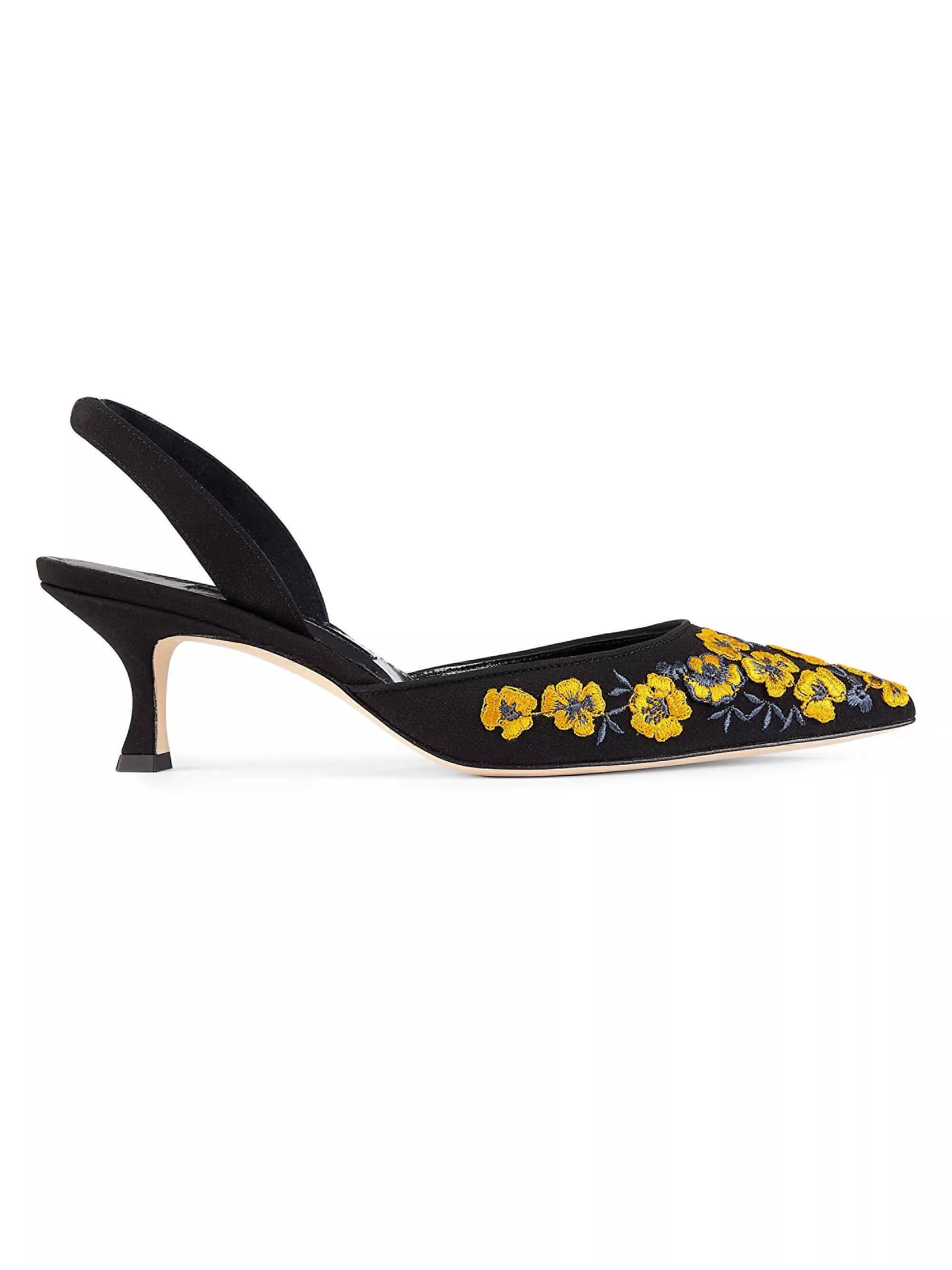 Carolyne Floral-Embroidered Silk Pumps
