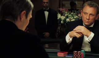 Casino Royale Daniel Craig sits across from Mads Mikkelsen at the poker table
