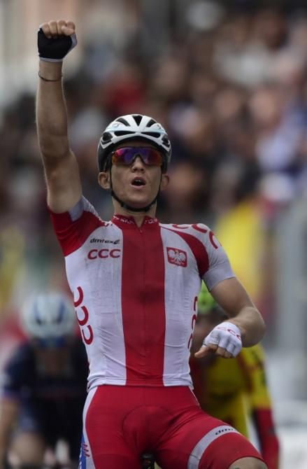 Michal Kwiatkowski celebrates a special victory