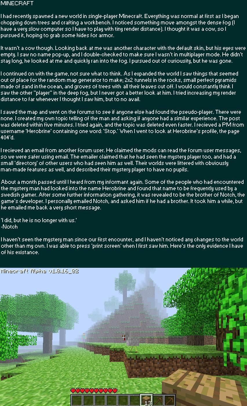 Minecraft Herobrine world images