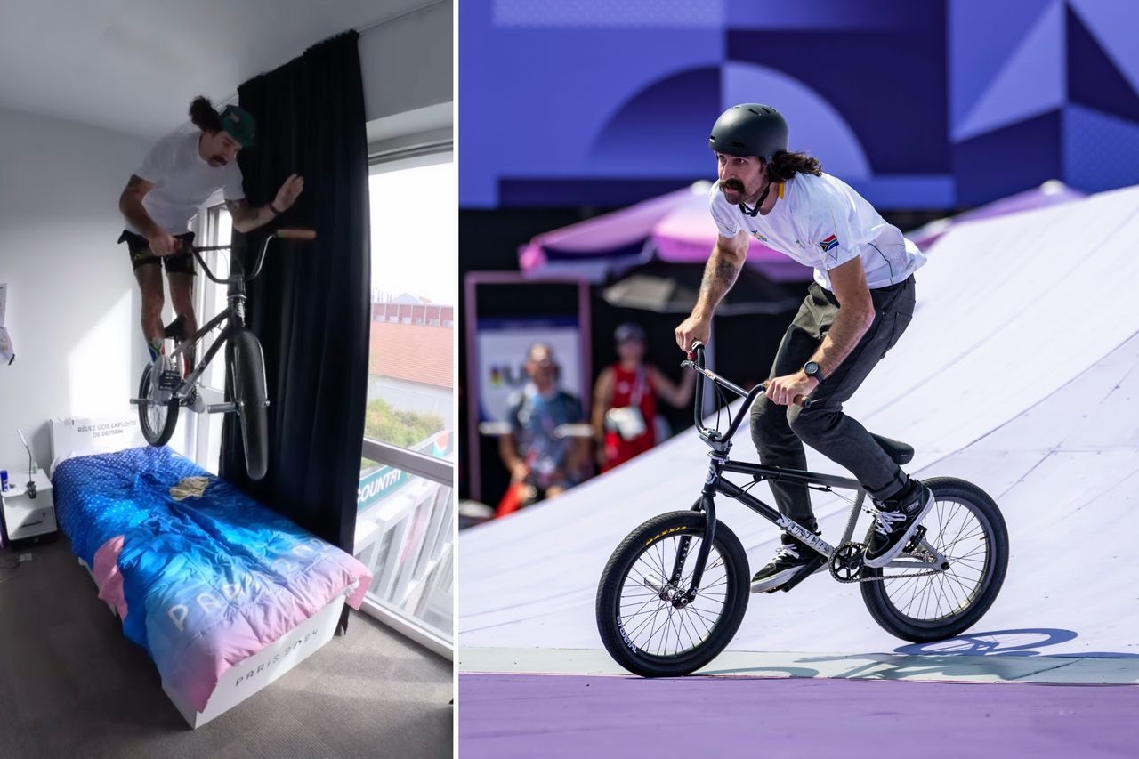 Vincent Leygonie doing BMX freestyle at the Paris Olympics