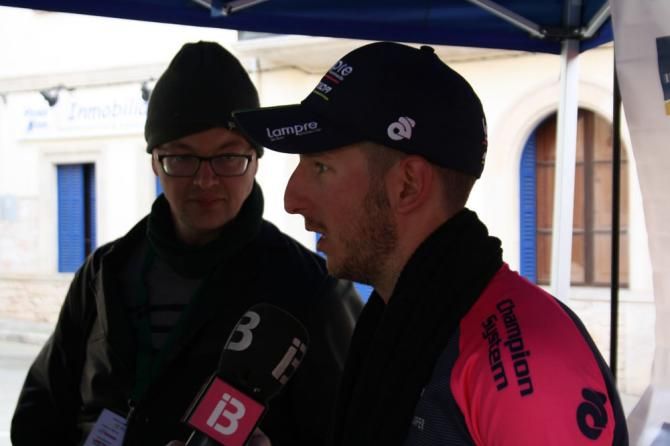 Sacha Modolo talks to the press after his win