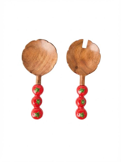 Tomato Handle Wooden Salad Servers