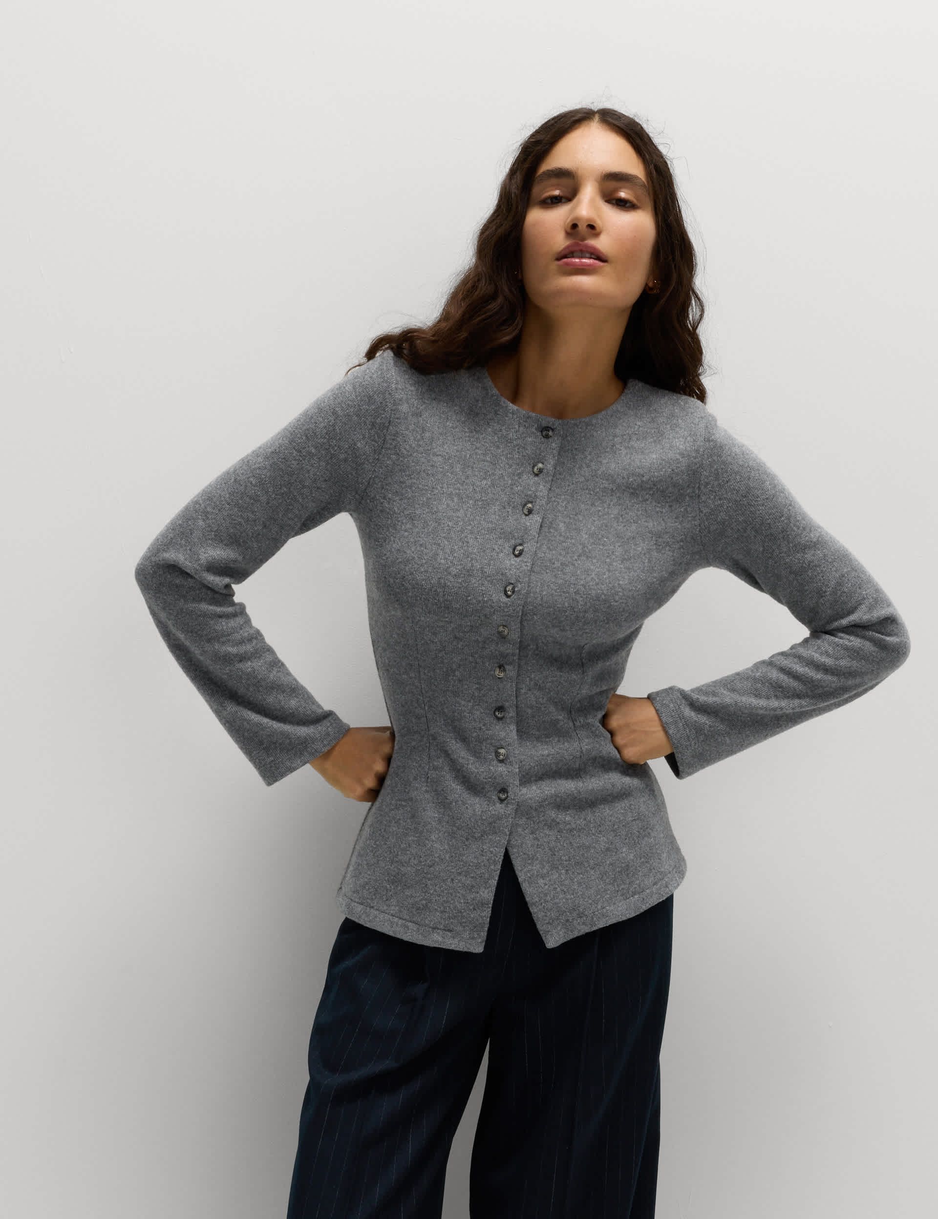 Cosy Crew Neck Slim Fit Cardigan