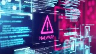 Graphic screen displaying malware detection warning