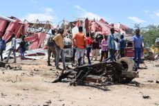 The remnants of a car that blew up in Mogadishu.