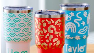 Cricut black friday live blog; plastic cups with metallic transfer designs