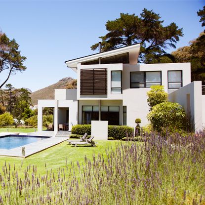 modern house and backyard 
