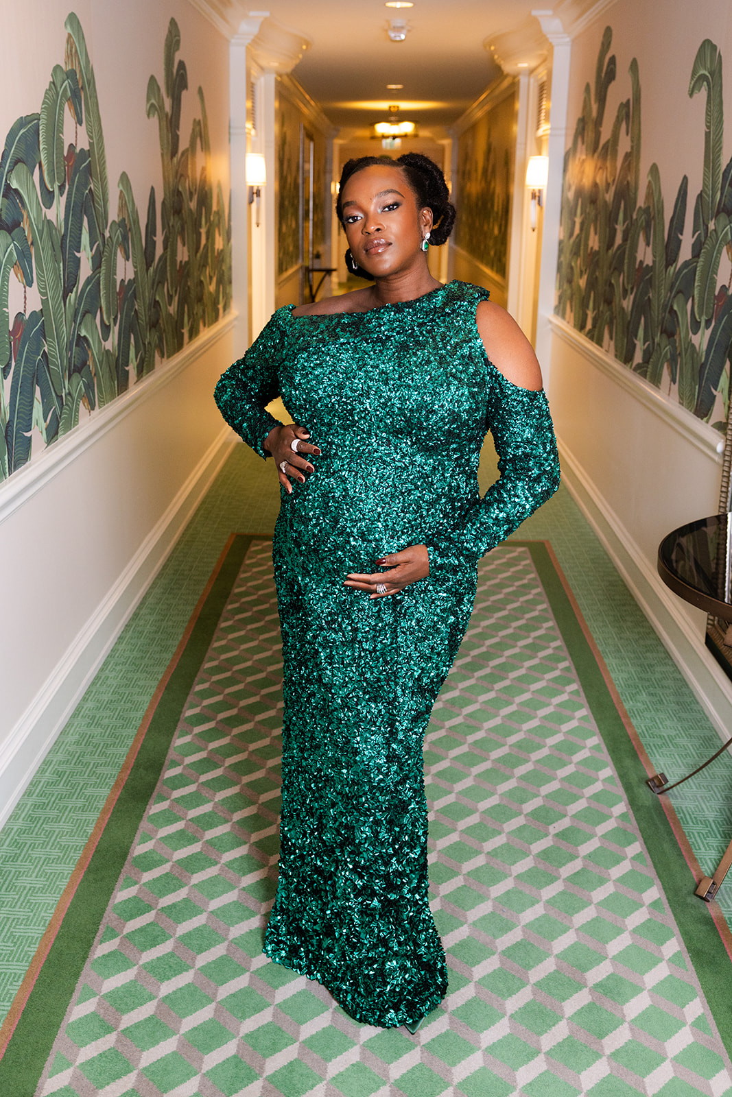 Wunmi Mosaku, star of Sinners, poses in a Louis Vuitton dress ahead of the 2026 Oscars red carpet