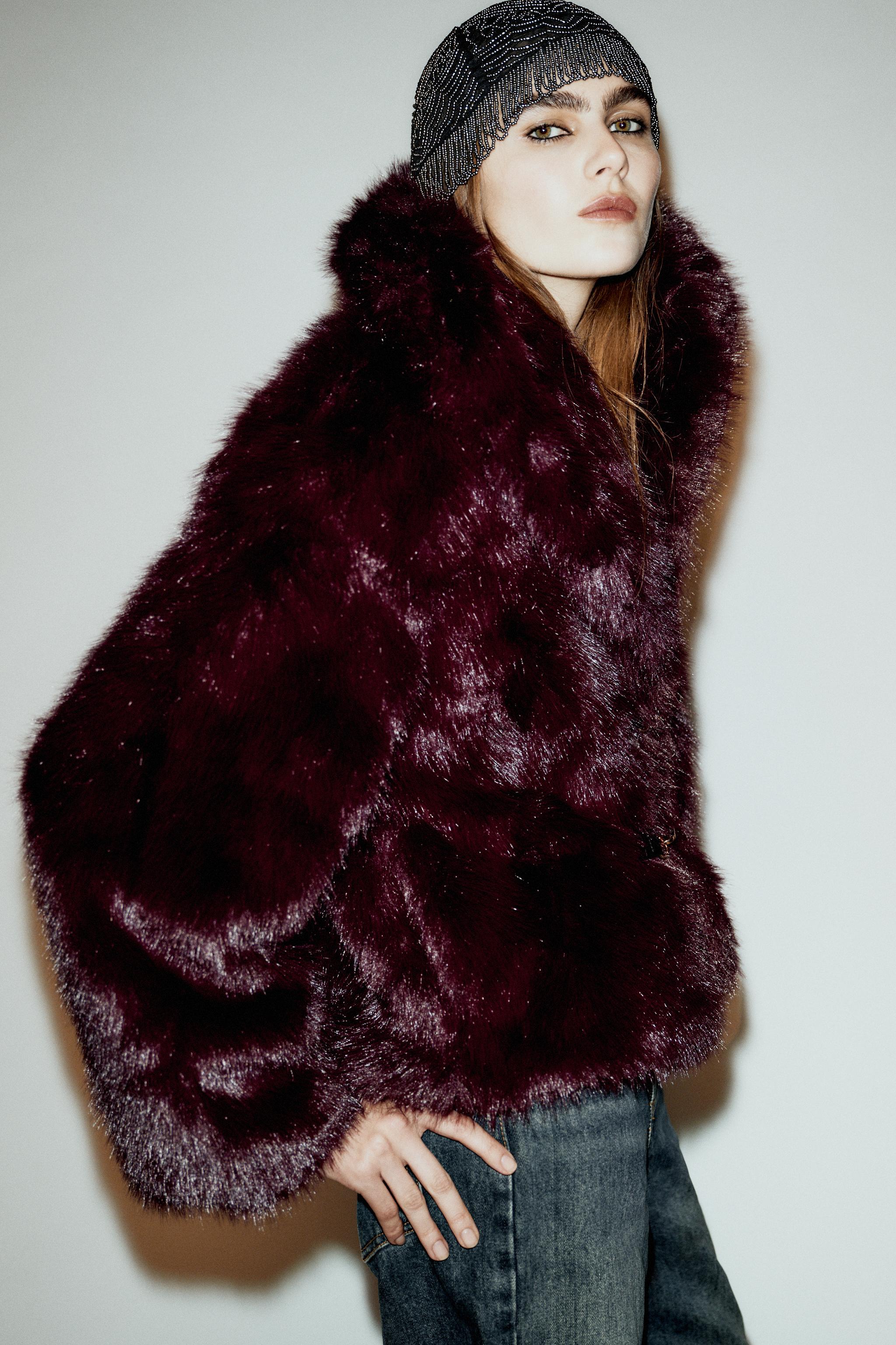 Short Faux Fur Coat With Fireman Clasps