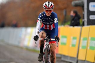 ANTWERPEN BELGIUM DECEMBER 13 Clara Honsinger of The United States and USA Cycling Mudfund Development Team during the 21st Superprestige Gavere 2020 Women Elite Superprestige2021 SPGavere SuperprestigeCX on December 13 2020 in Antwerpen Belgium Photo by Luc ClaessenGetty Images