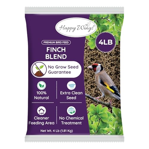 Happy Wings No Grow Finch Blend Bird Food (mix of Sunflower Hearts/kernels and Niger Seed) - Highly Nutritious Bird Feed - (1.8 Kg)