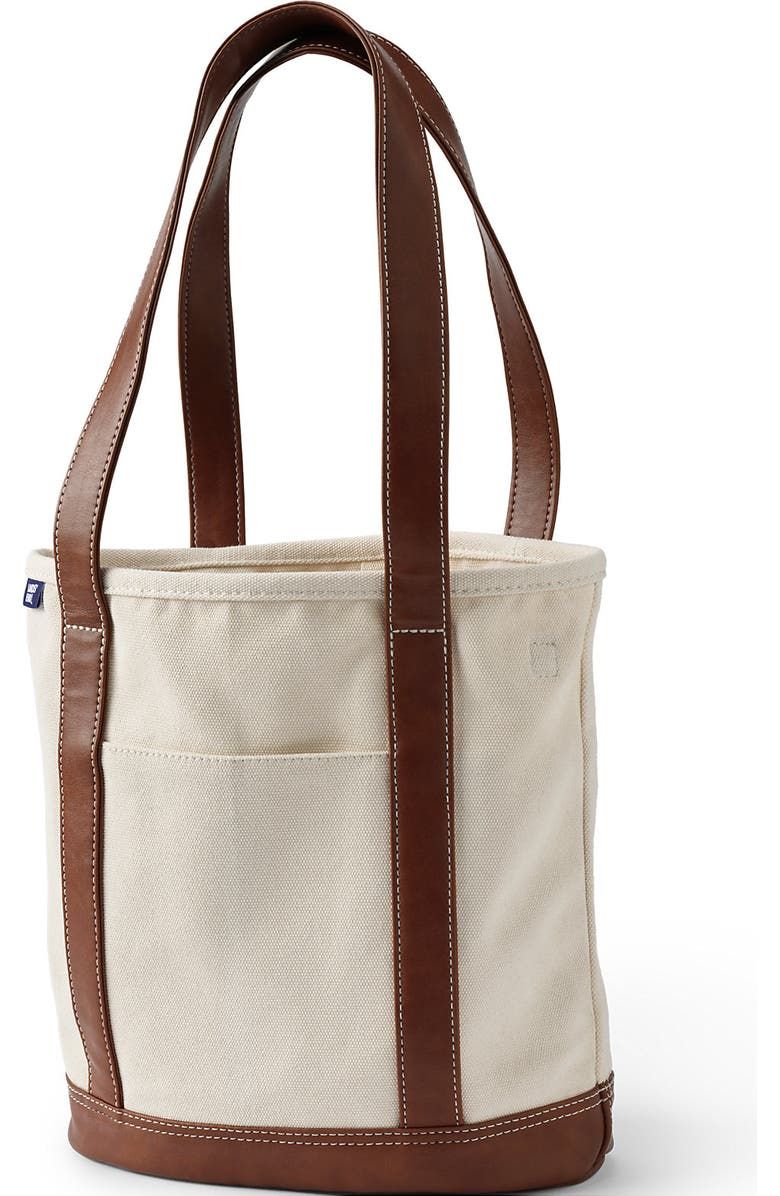 Canvas and Faux Leather Tote Bag