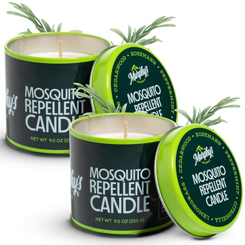 Murphy's Naturals Mosquito Bug Repellent Candles for Outdoor Patio, Citronella &amp;amp; Essential Oils, Soy/beeswax Blend, 30-Hour Burn Time, 9 Ounce, 2-Pack