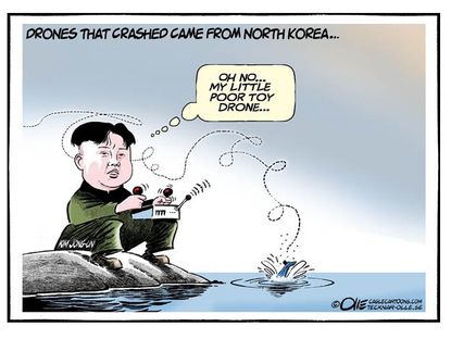 Political cartoon North Korea drone