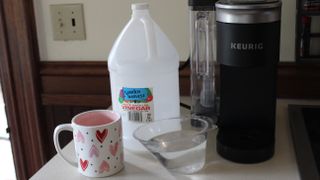 supplies for how to descale a keurig coffee maker with vinegar